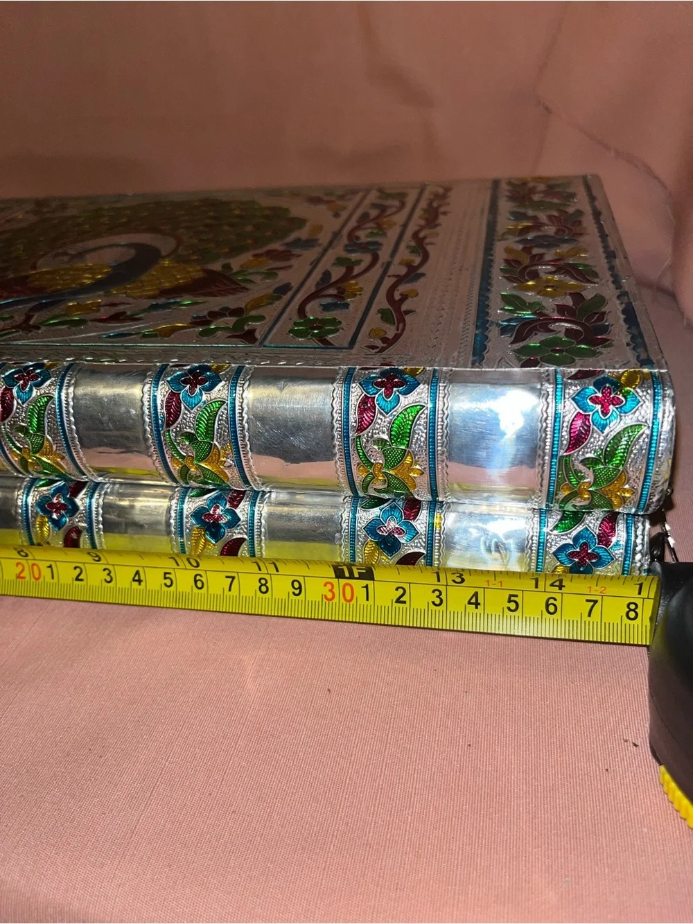 Handpainted Peacock Decorative Metal Box - Multicolor